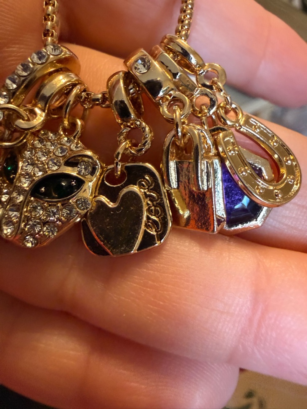 Effy Gold-Tone Multi Charm Necklace with Purple Accent